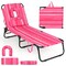 5-Position Adjustable Foldable Chaise Lounge Chair with Removable Pillows and Face Hole for Outdoors